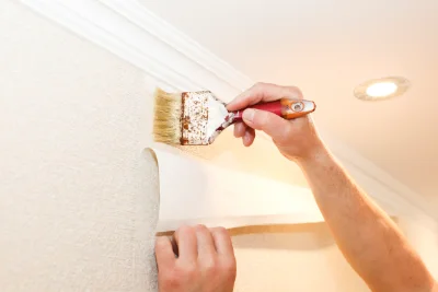 Pose de papier peint à Aghione — revêtements muraux et toiles de verre
